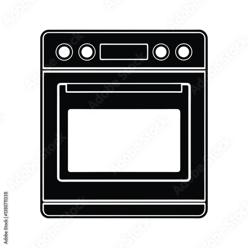 Oven vector Silhouette isolated on a white background.