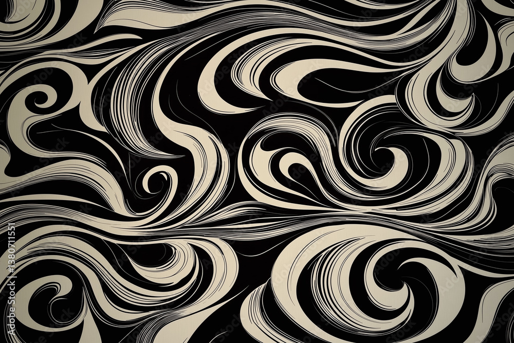 Elegant swirl pattern with flowing lines on dark background, creating minimalist design. Perfect for modern decor or artistic projects