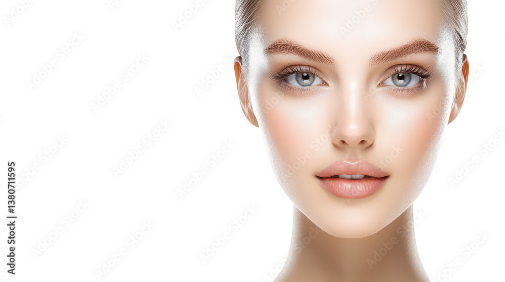 Fototapeta premium Captivating portrait, woman with enigmatic blue eyes and striking white face mysterious