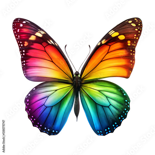 A Butterfly, Beautiful butterfly, Rainbow color butterfly on a transparent background