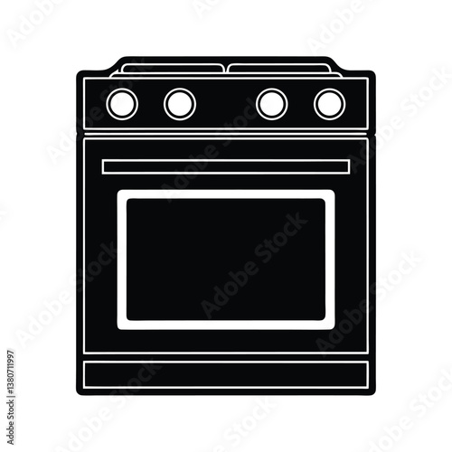 Oven vector Silhouette isolated on a white background.