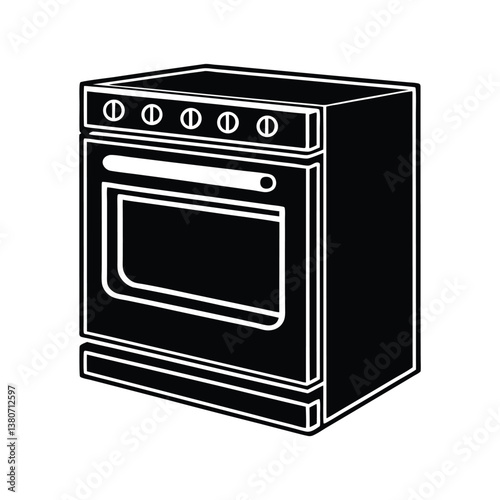 Oven vector Silhouette isolated on a white background.