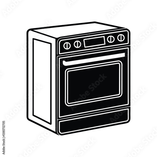 Oven vector Silhouette isolated on a white background.