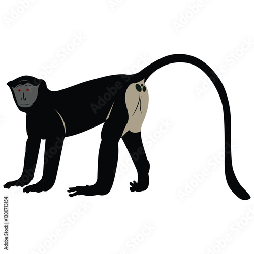   Monkey silhouette vector illustration black and white.