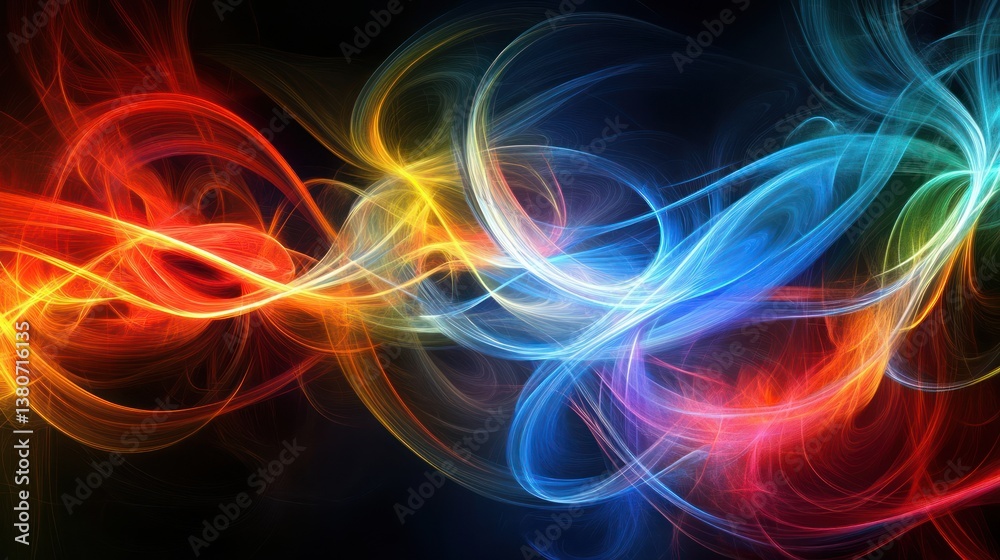 Colorful energy swirls, abstract art, dark background, website header Colorful energy swirls, abstract art, dark background, website header