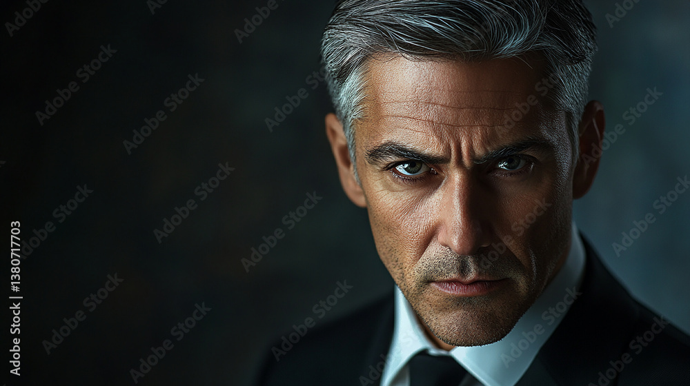 Mature man in a charcoal suit with gray hair and tie Mature man in a charcoal suit with gray hair and tie