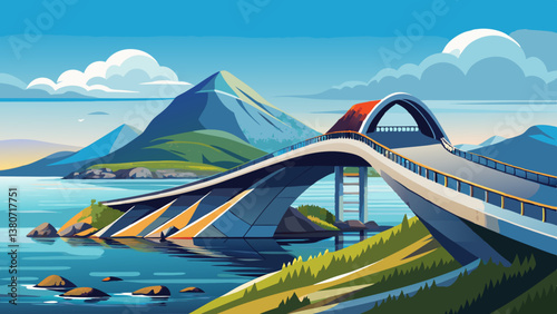 Atlantic road in Norway Storseisundet bridge over ocean scandinavian travel landmarks