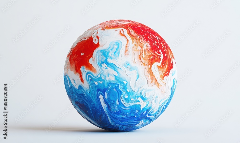 Abstract swirling red and blue sphere on white background for creative projects Abstract swirling red and blue sphere on white background for creative projects