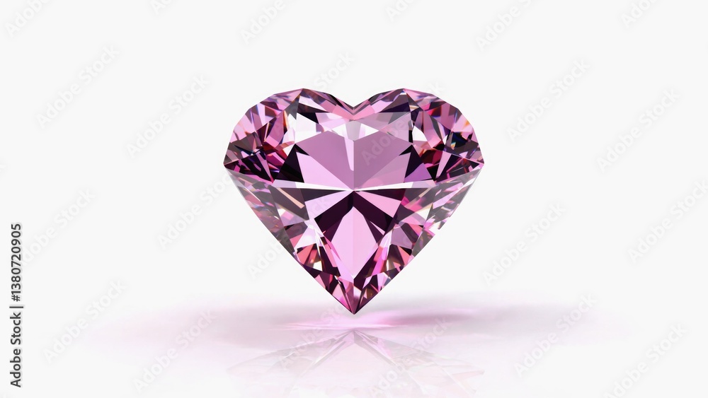 Fototapeta premium A heart-shaped pink diamond on a white surface