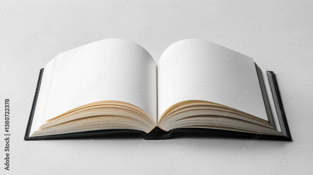 Open book, blank pages, gray background, ready for design Open book, blank pages, gray background, ready for design