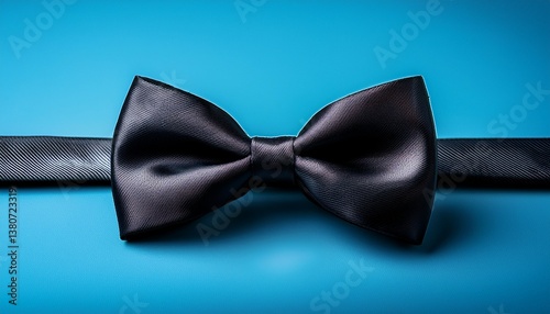 black bow tie on a blue background