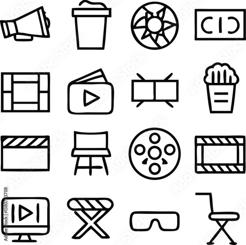Cinema Movie Icons Vector Art