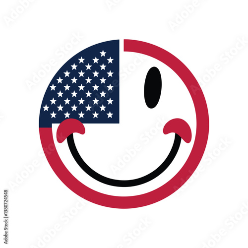 American usa flag smiley emoji vector