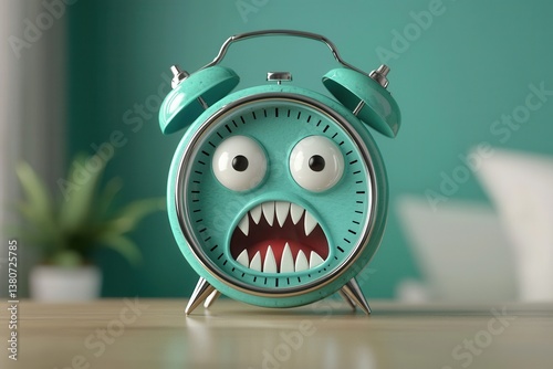 Wallpaper Mural Funny Alarm Clock with Monster Face in Playful Interior Setting Torontodigital.ca