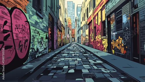 Hosier Lane Melbourne Bursting with Street Art in Vector Art