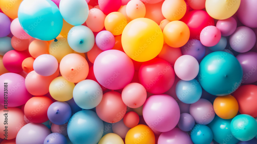 Colorful balloons in summer holidays, Generative ai Colorful balloons in summer holidays, Generative ai