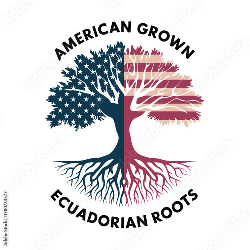 American-grown Ecuadorian roots vector design