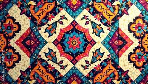 Geometric damask, angular lines & shapes, repeating design, texture, digital, decor