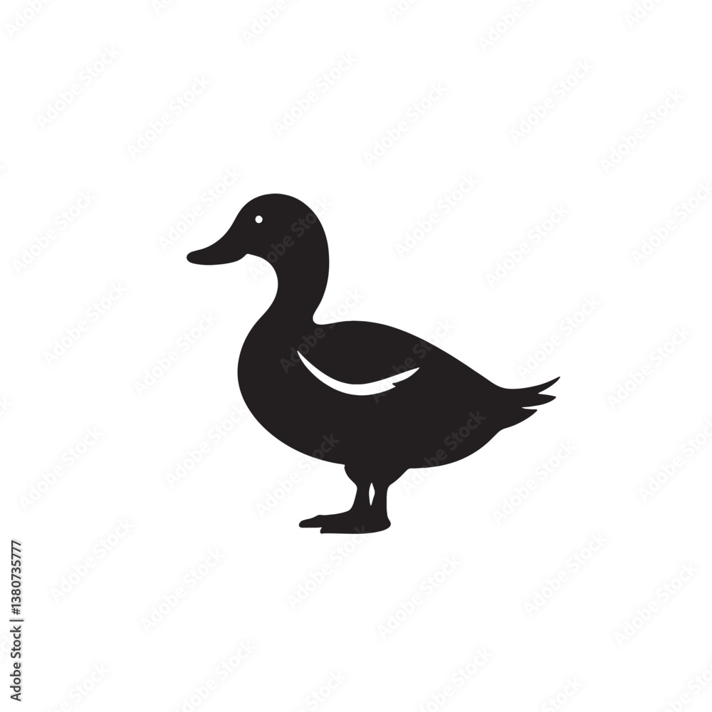 A vector illustration depicts a female mallard duck, a wild waterfowl, isolated against a white background A vector illustration depicts a female mallard duck, a wild waterfowl, isolated against a white background