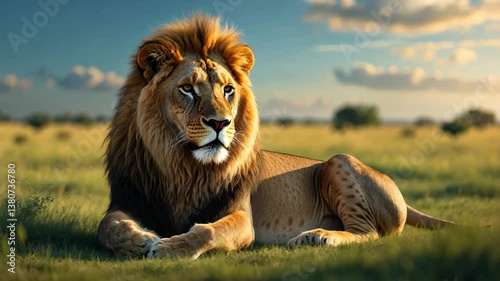 Lion in the Savanna of Africa