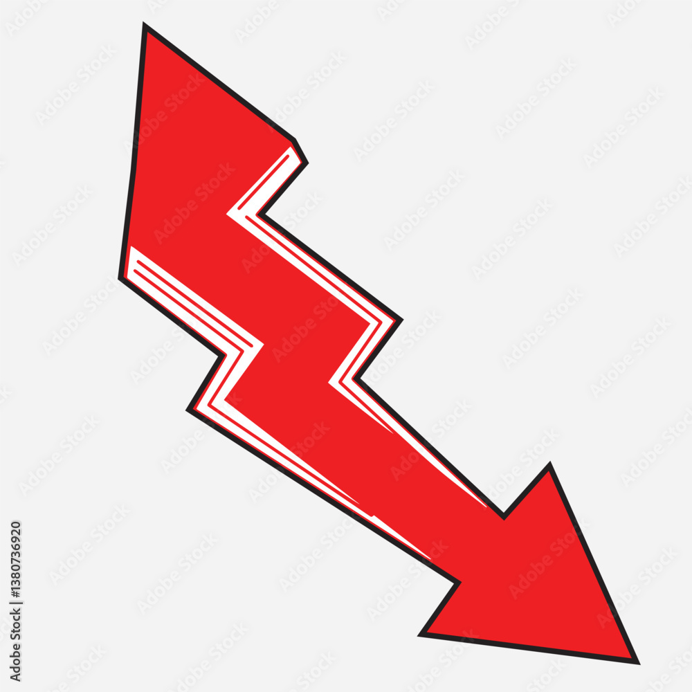 Red jag jiz arrow black line flat style Red jag jiz arrow black line flat style