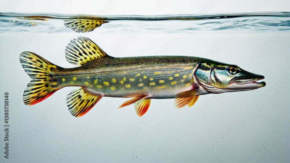 Fototapeta premium A fish swimming in the water with its mouth open, perfect for underwater or aquatic-themed projects