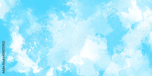 soft watercolor background with blue watercolor splashes and stains, Grunge blue texture with washed watercolor with splashes, light blue watercolor texture with white splashes on it.
