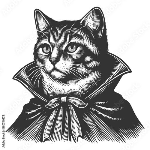 Vampire Cat in Cape vector illustration