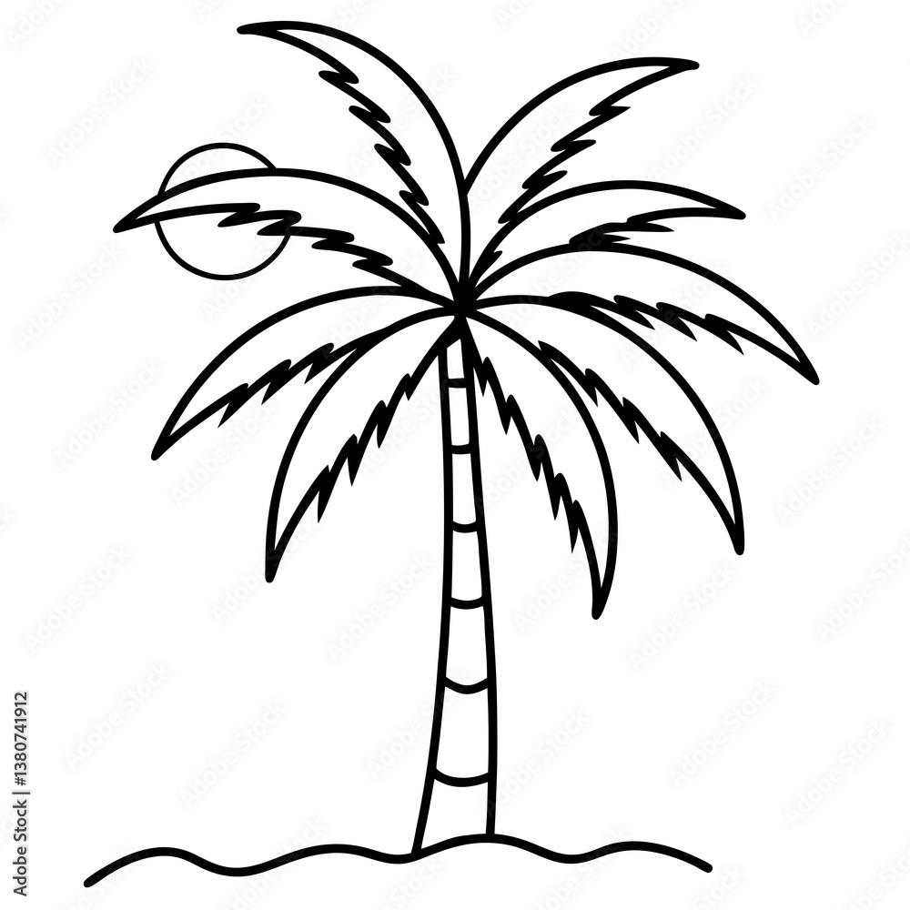 Obraz premium A vibrant AI vector design of a palm tree for summer-themed digital projects, perfect for microstock sites and creative designs.