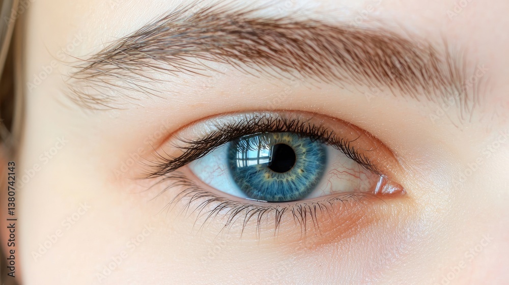 A beautiful blue eye with striking depth, natural lighting, and a perfectly centered black pupil.