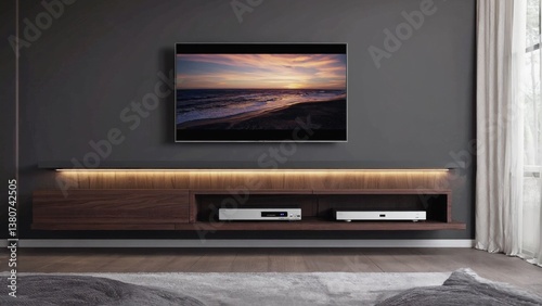 A flat-screen TV mounted on the wall of a cozy living room, perfect for a home entertainment setup