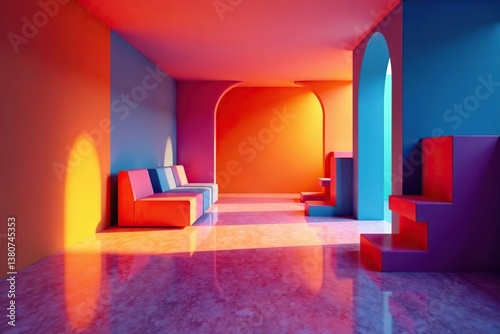 Abstract geometric shapes forming a continuous design for interior spaces , style, vector