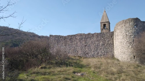16th Century wall protecting  the Holy Trinity Church of Hrastovlje, in rural Istria, Slovenia