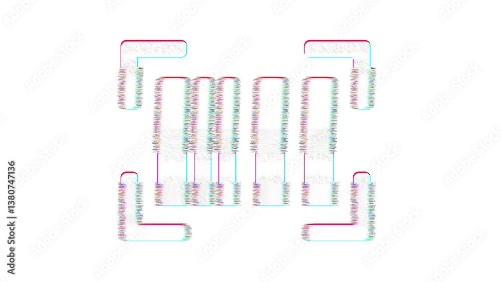 Icon barcode read is distorted. Glitch. Noise, chromatic aberration, geometric distortion Icon barcode read is distorted. Glitch. Noise, chromatic aberration, geometric distortion