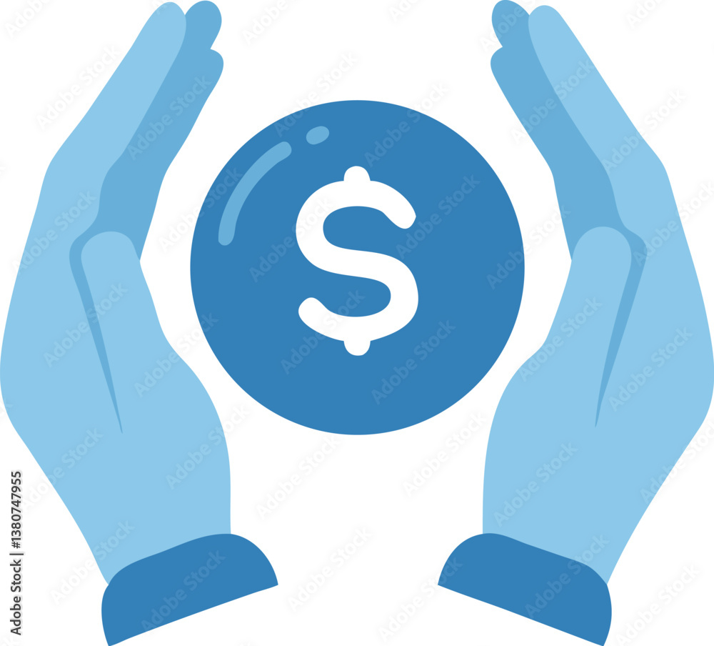 Simple financial hierarchy icon, dollar sign in blue circle, three connected boxes below, minimalist design, flat graphic style, light blue and gray color scheme, business infographic element, organiz Simple financial hierarchy icon, dollar sign in blue circle, three connected boxes below, minimalist design, flat graphic style, light blue and gray color scheme, business infographic element, organiz