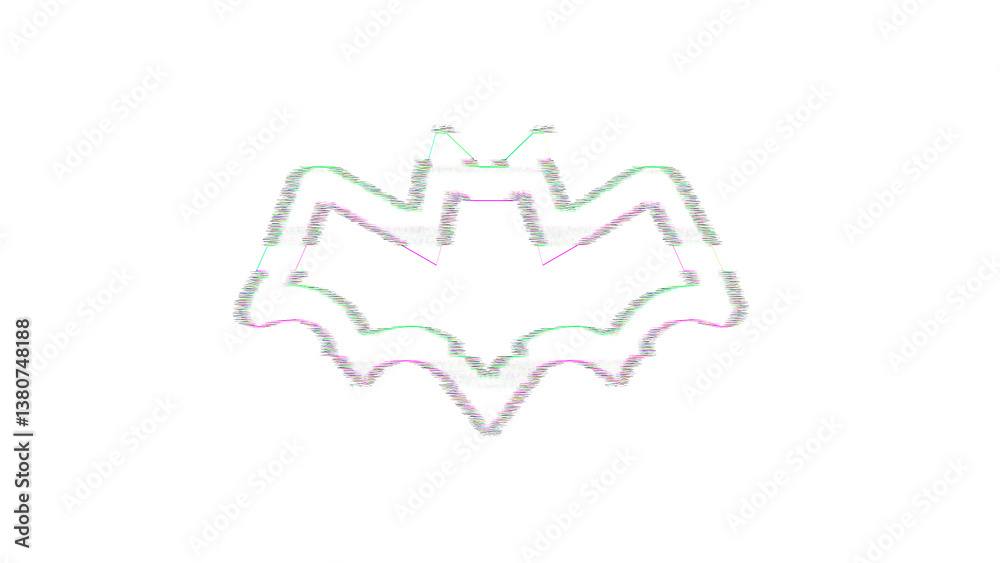Obraz premium Icon bat is distorted. Glitch. Noise, chromatic aberration, geometric distortion