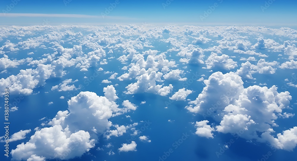 Fototapeta premium Aerial View: Cumulus Clouds Over Blue Ocean AI Generated