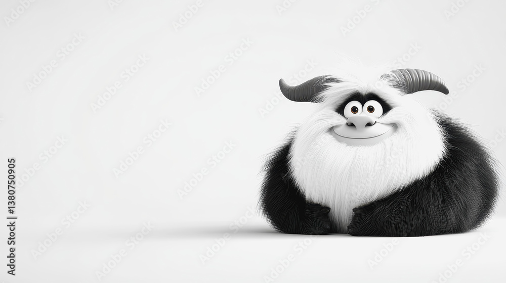 Fototapeta premium Charming black and white goat standing gracefully in a lush green landscape with beautiful natural surroundings
