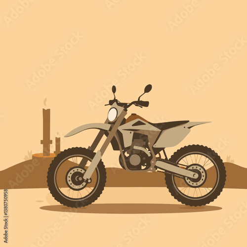 A bright, vibrant motocross vector art image on a white flat background, utilizing strong hard lig
ht, lively colors, and direct harsh shadows