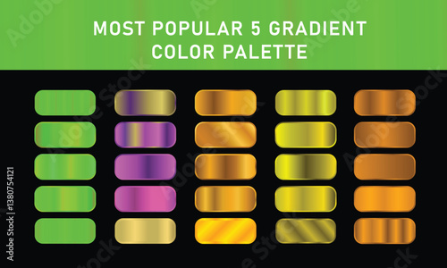 Metallic gradient foil background. most popular gradient. Gold, Pink gold, Silver and Holographic metal vector template