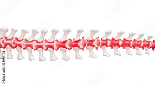 Detailed Human Spine Anatomy Model in Bright Colors on White Background