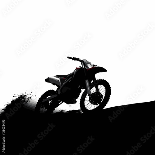 A bright, vibrant motocross vector art image on a white flat background, utilizing strong hard lig
ht, lively colors, and direct harsh shadows