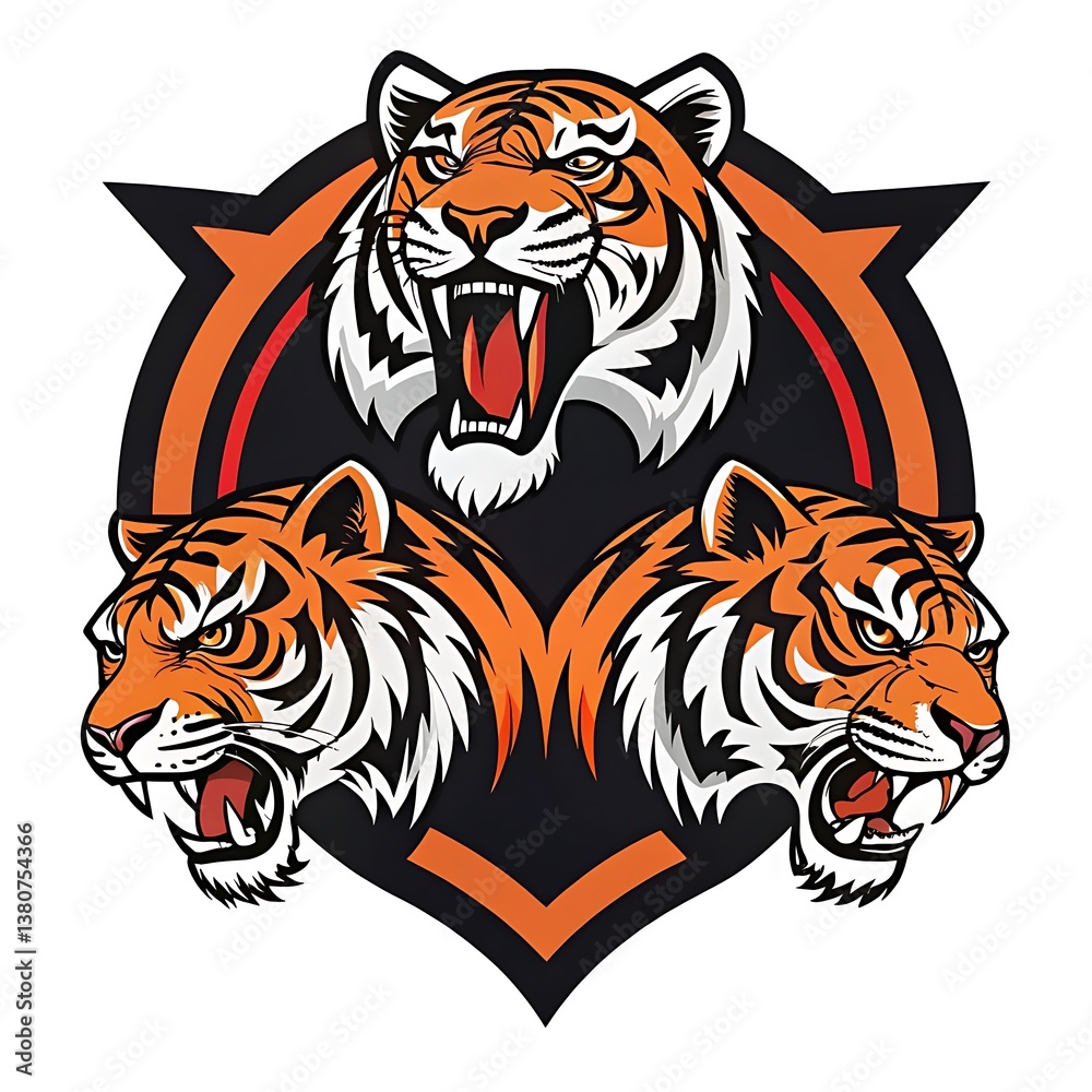 Fototapeta premium A group angry tiger silhouette logo design,