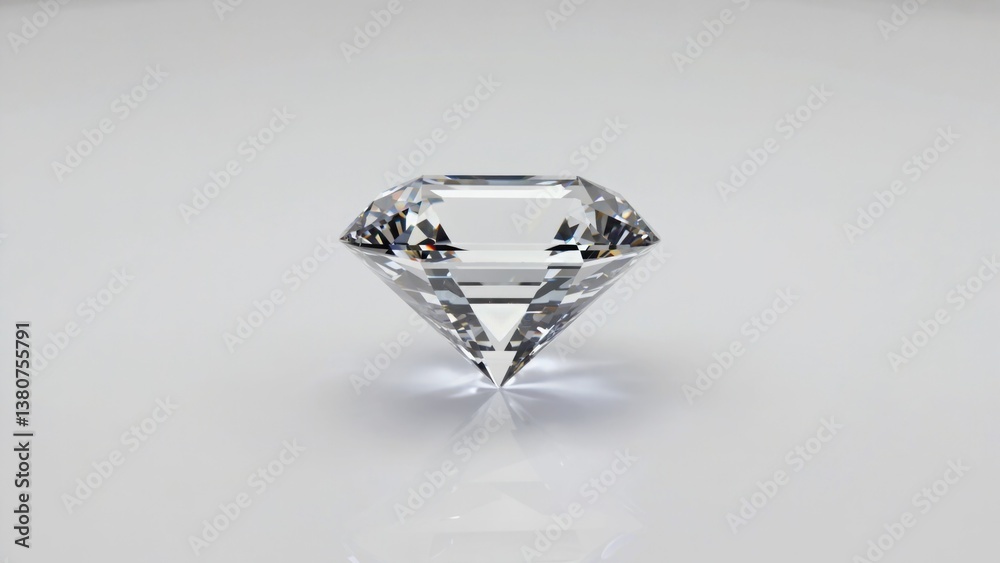 A solitary diamond sits on a plain white background A solitary diamond sits on a plain white background
