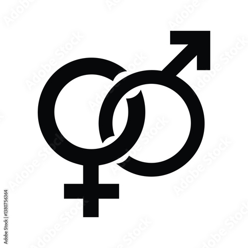 Intertwined Male and Female Symbols Represent Unity