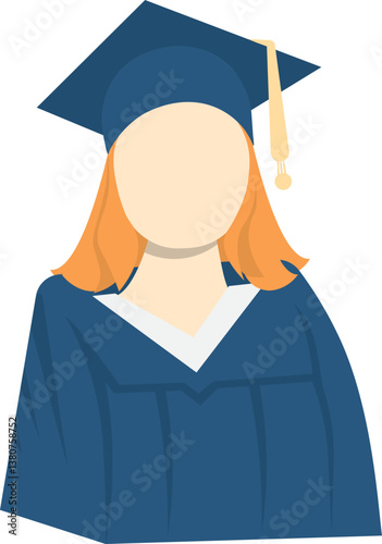 illustration of a faceless female student graduation with cap and gown