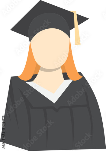 illustration of a faceless female student graduation with cap and gown