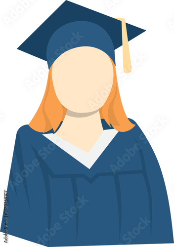 illustration of a faceless female student graduation with cap and gown