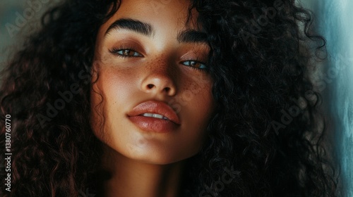 Beauty girl with long  and   shiny wavy hair .  Beautiful   woman model with curly hairstyle .
