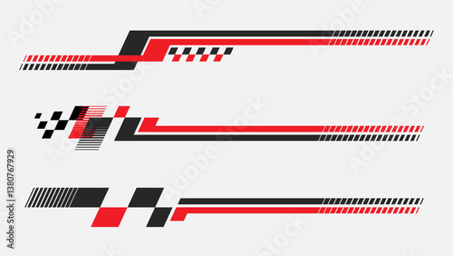 Set of simple car stripes. Car race stripes. Racing line sticker design. Racing flag vector design. Graphic sport decal vinyl element. Automobile decoration. Racing design vector
